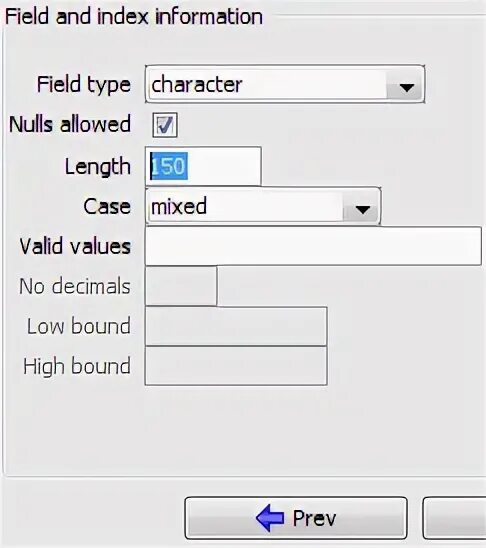 Database fields