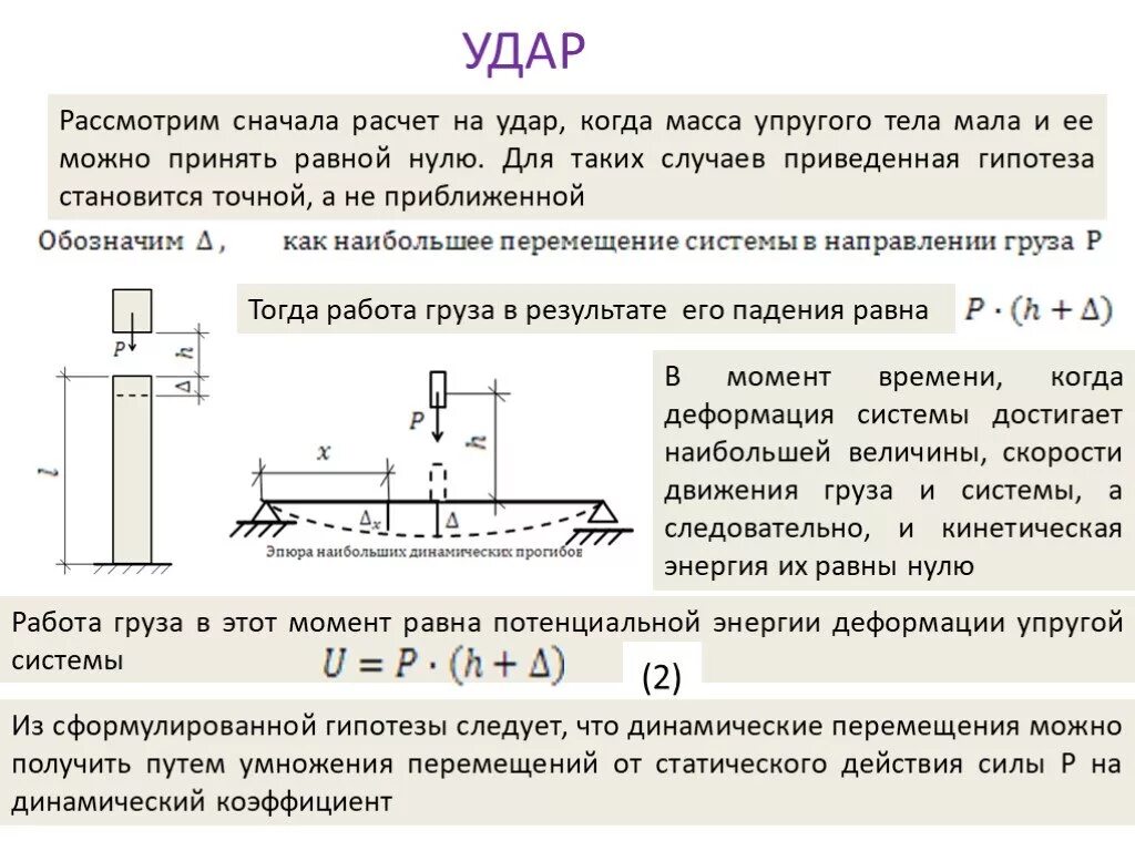 Потенциальный удар. Рассчитать силу удара. Расчет динамической нагрузки. Сила удара расчёт. Расчет силы удара при падении.