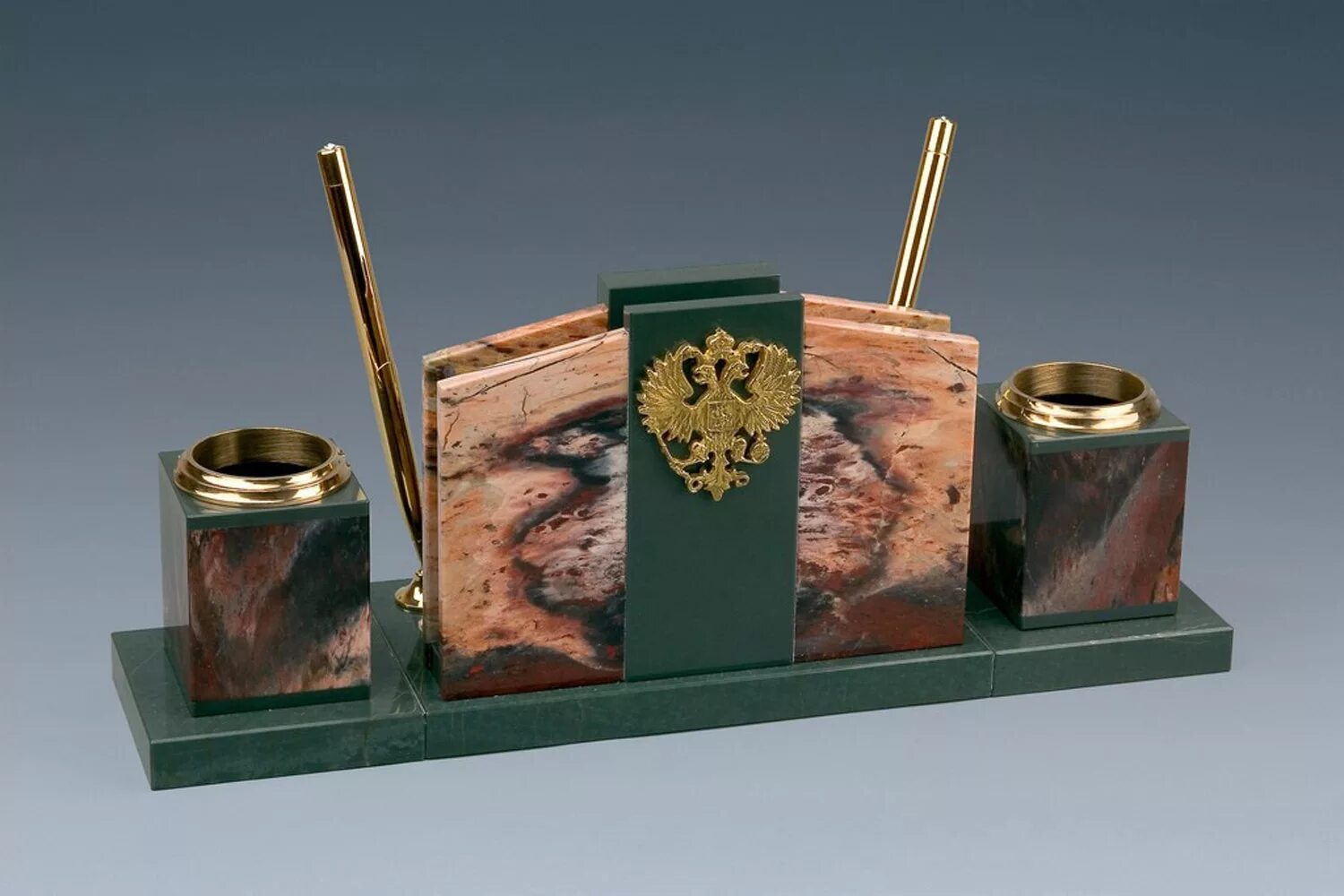 малахитовый письменный прибор путина. письменный прибор на стол.
