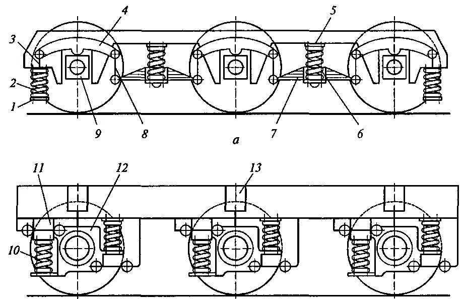 Подвеска электровоза. Сбалансированное рессорное подвешивание тепловоза 2тэ10л. Рессорное подвешивание тепловоза 2тэ10м. Схема рессорного подвешивания тепловоза. Пружина рессорного подвешивания чмэ3.
