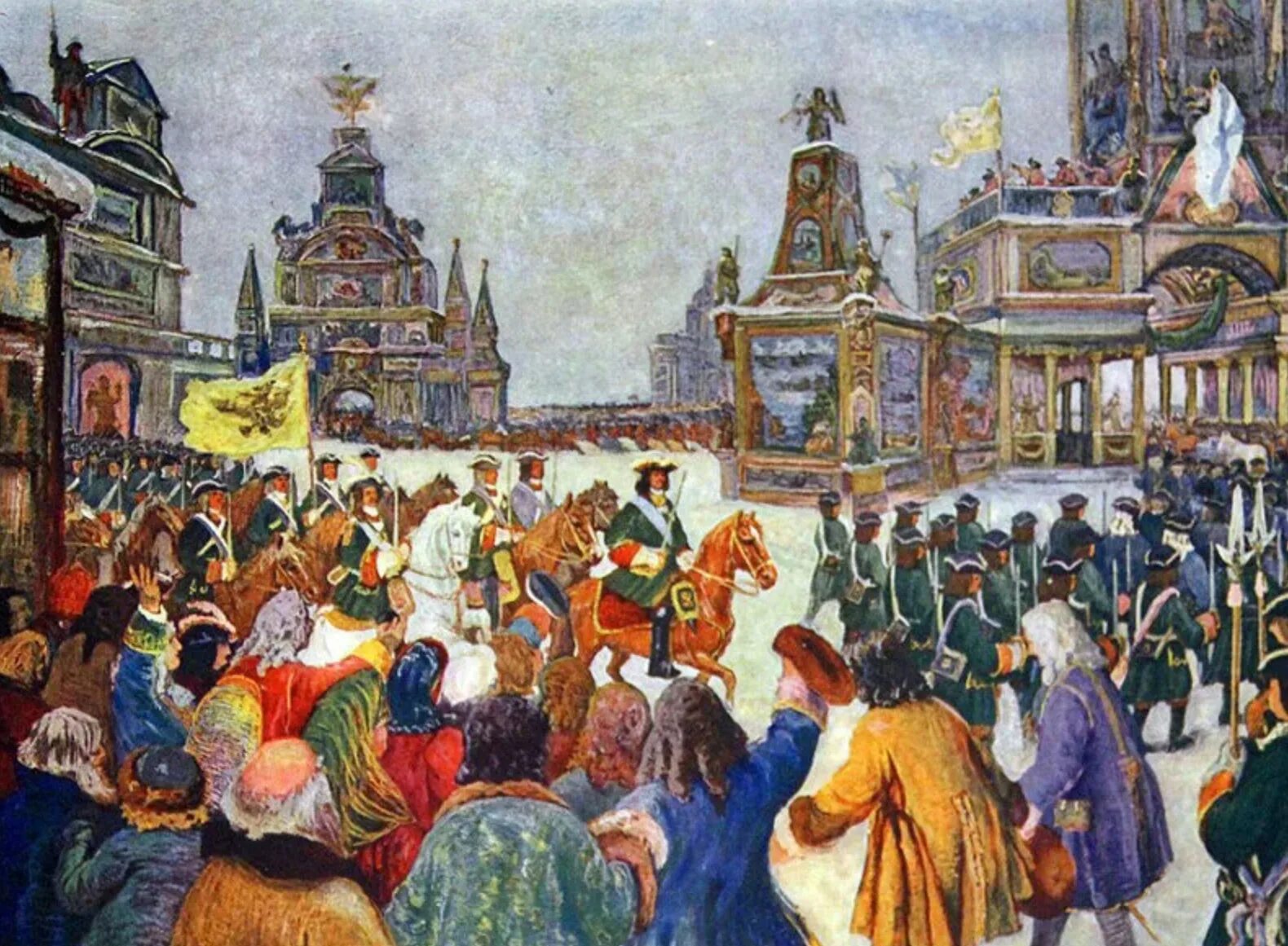 18 00 на площади. Москва при Петре 1. Въезд Петра i в Москву после Полтавской битвы. Торжественный въезд Петра 1 в Москву.