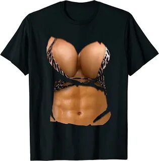 Fake Abs Shirt Bikini Body Muscle Six Pack Fake Big Boobs.