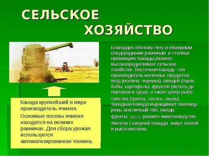 Природные условия для развития сельского хозяйства канады