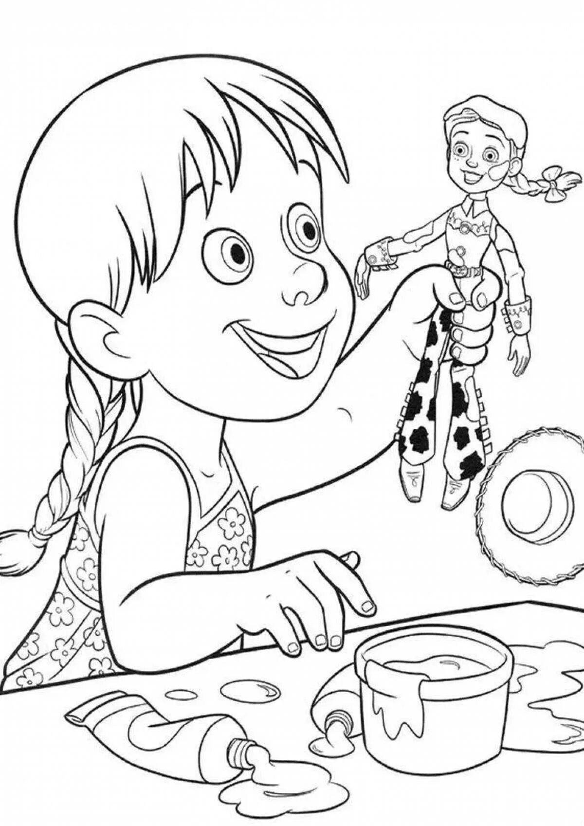 Включи рисунки на 9. Toy story 3 Джесси. Раскраски для девочек мультяшные. Джесси раскраска.