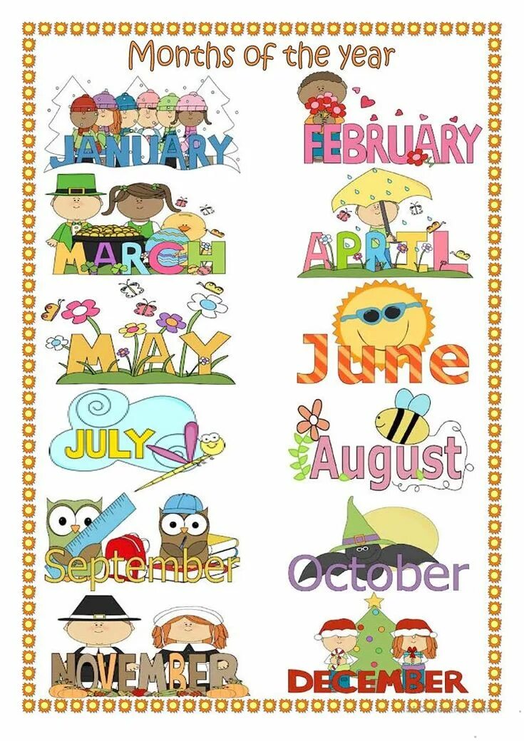 Months of the year for kids. Months of the year. Months of the year Printable. 12 Months of the year. 12 Months of the year Worksheets.