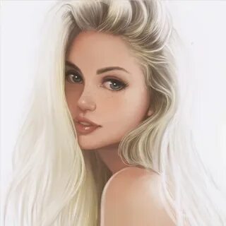 Нарисованная девушка с белыми волосами