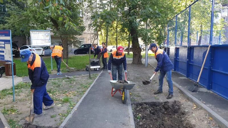 Сайт жилищник головинского района. Жилищник Алексеевский. ГБУ Жилищник Москва. Работники во дворах. Благоустройство внутриквартальные проезды.