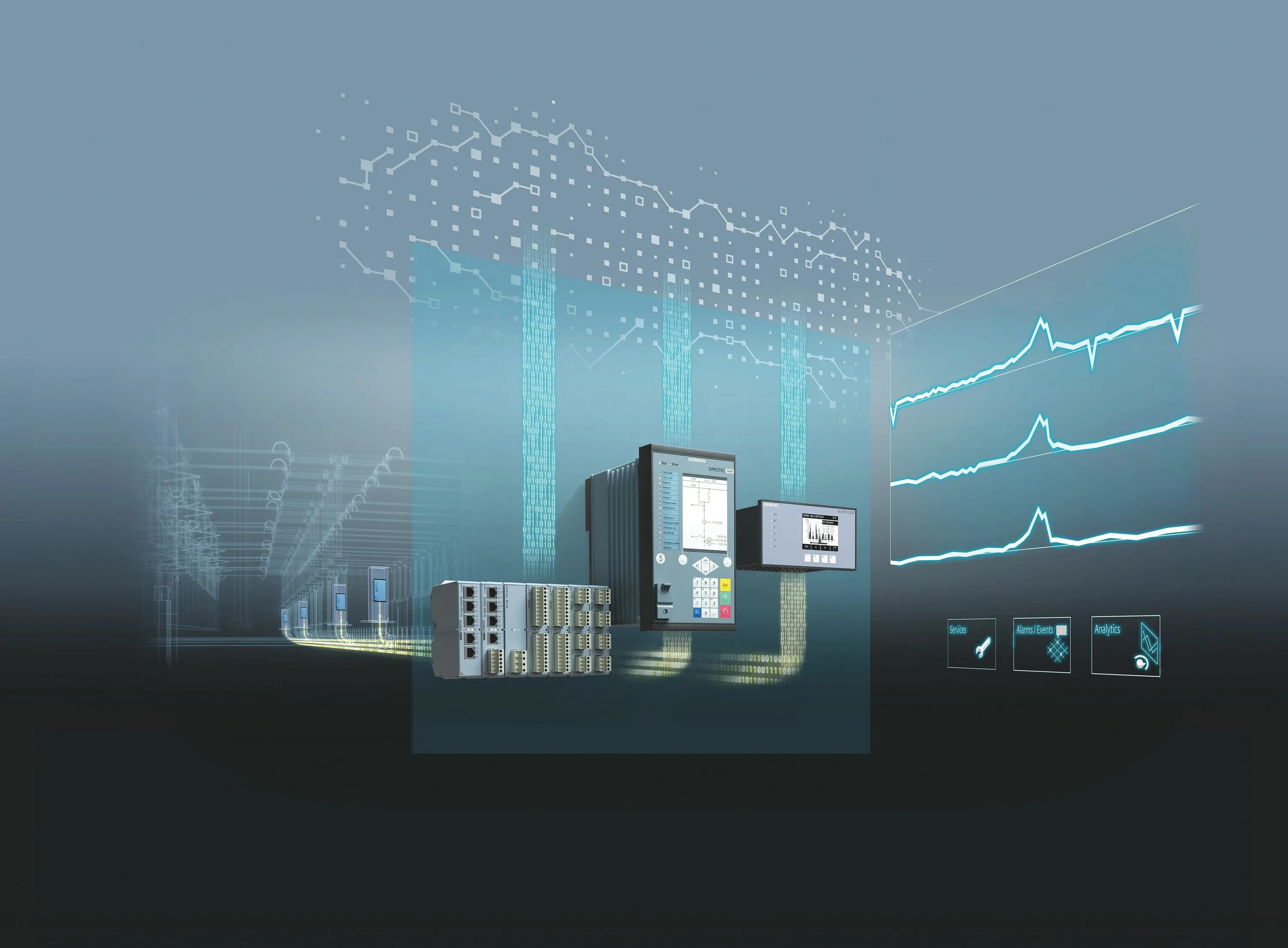 Smart Grid Siemens. Релейная защита и автоматизация электроэнергетических систем. Автоматизация в энергетике. Электричество абстракция.