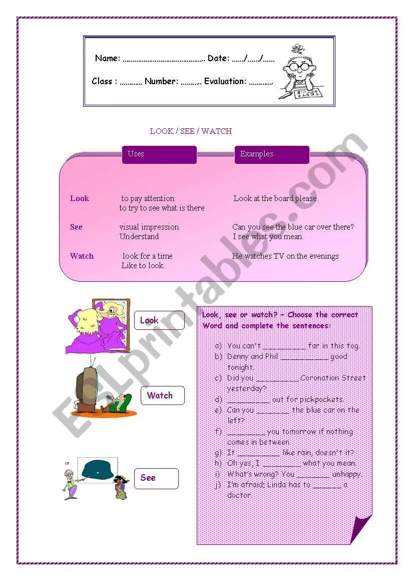 Look see exercise. Look watch see разница worksheets. look see watch упражнения. разница между look see watch упражнения. see watch look разница упражнения.