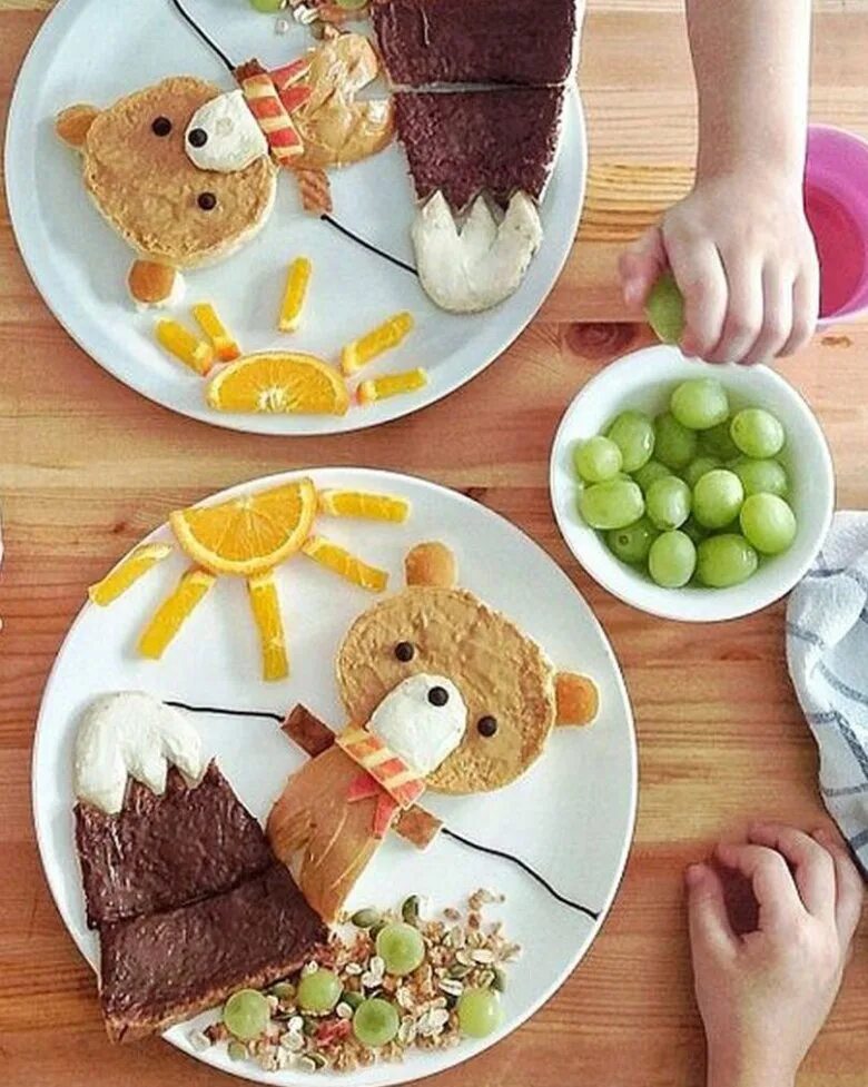 Красивая еда для детей. Идеи для детского завтрака. Вкусный завтрак для детей. Красивые блюда для детей.