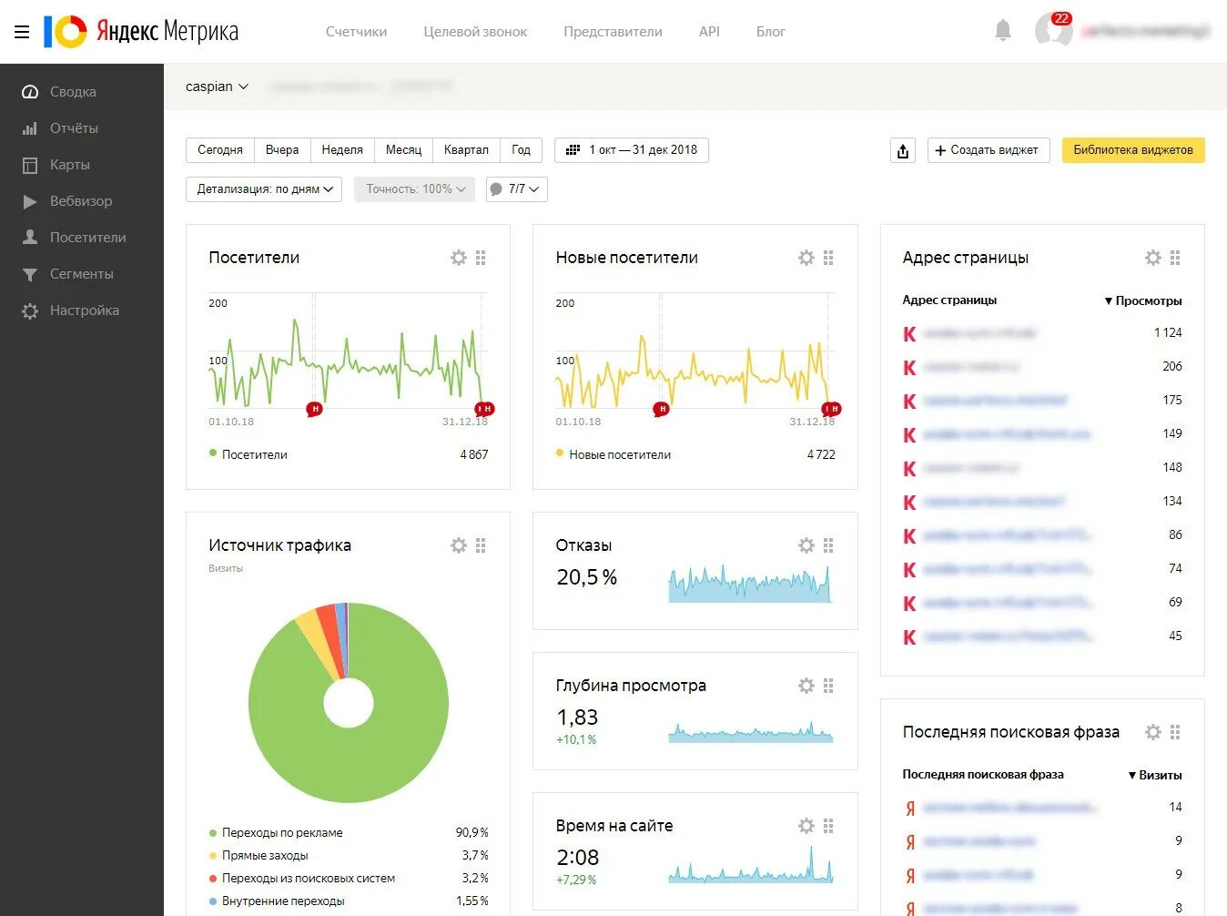 Информацию статистика сайта