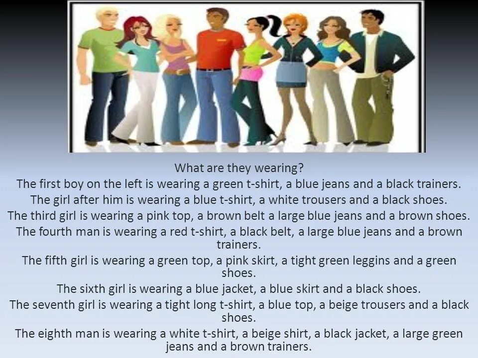 How is the girl what s. What are they wearing. What are they wearing 2 класс. He is wearing презентация. What are they wearing ответы.