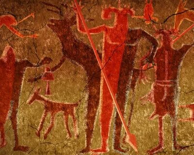 Древнеегипетские настенные росписи и рисунки первобытных людей