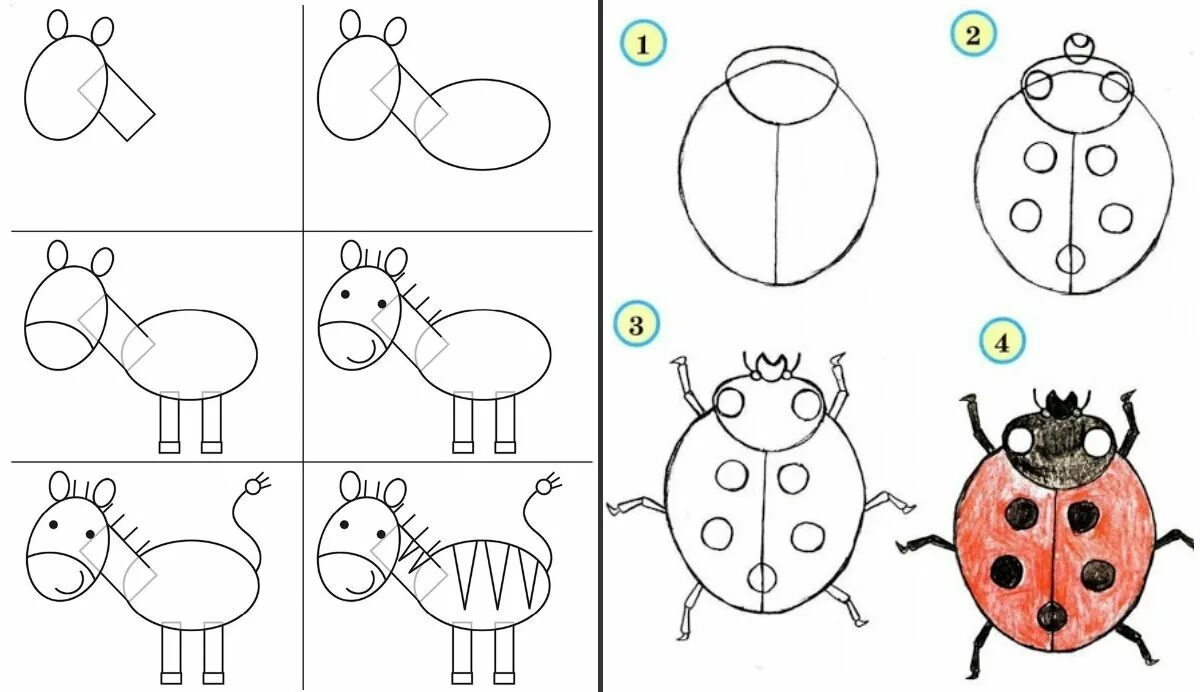 Учимся рисовать детям 4 года. Простые схемы для рисования для детей. Схемы для рисования для детей 4-5 лет. Рисование по этапам для детей. Схемы рисования для детей 5 лет.