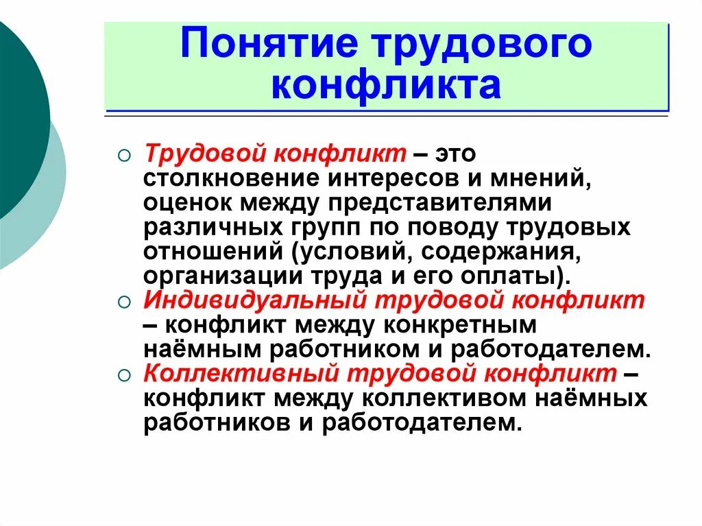 Трудовой конфликт и трудовой спор