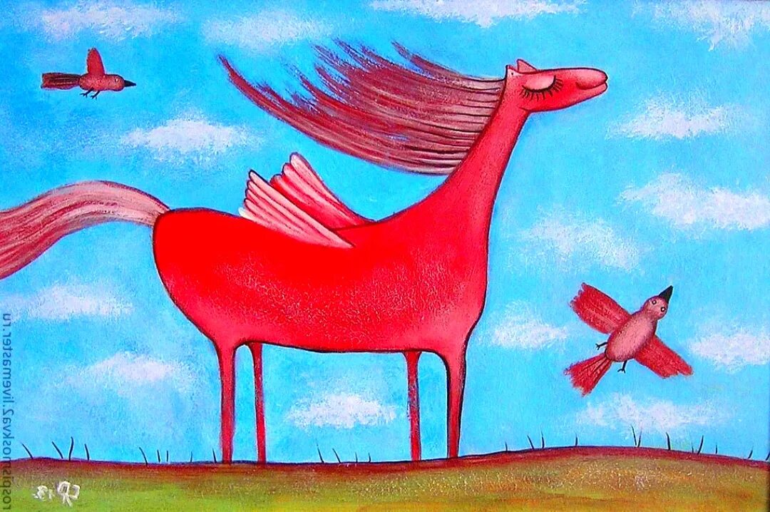 Розовый конь песни. Красный конь в живописи. Красный конь рисунок. Картина полет красного коня. Красная лошадь.