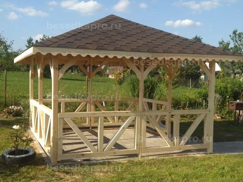 Беседка брусовая Gazebos. Беседка квадратная. Беседка квадратная деревянная.