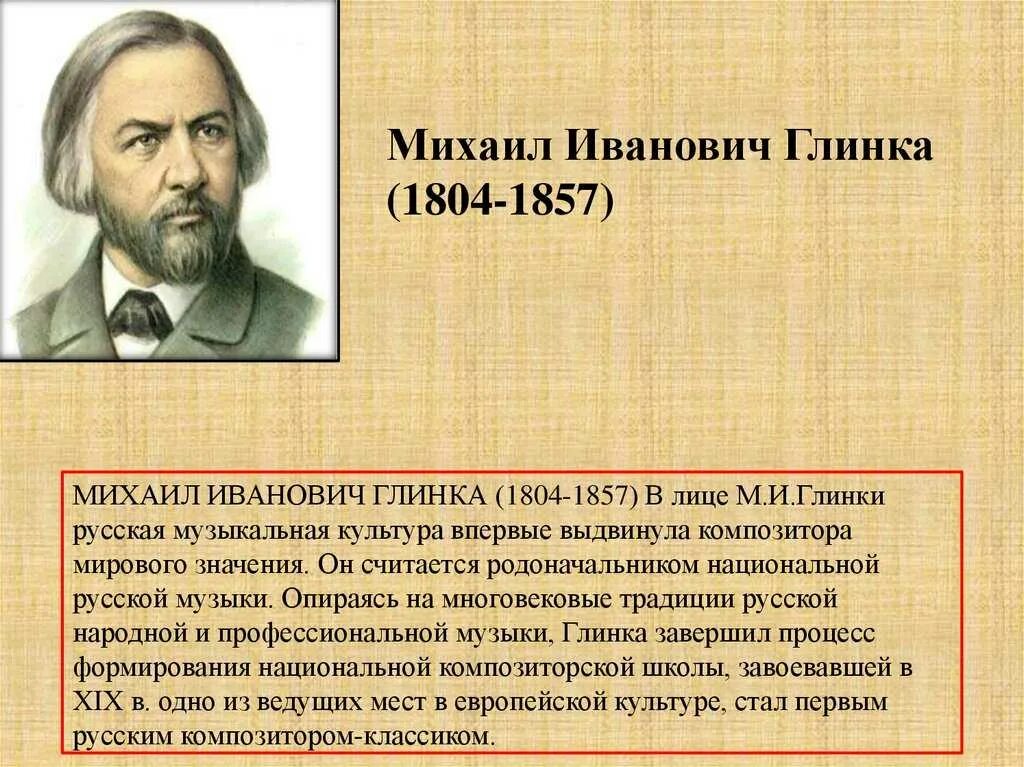 Русский композитор основоположник русской оперы. Композитор Глинка 3 класс.