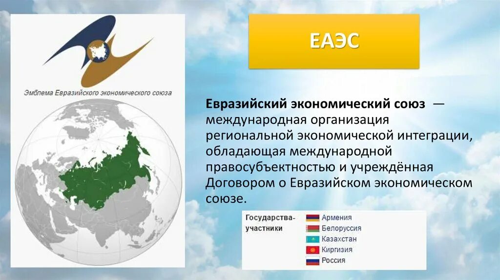 Региональные и международные организации казахстана. Евразийский экономический Союз (ЕАЭС). Евразийский таможенный Союз. Экономические Союзы. Международные экономические Союзы и организации.