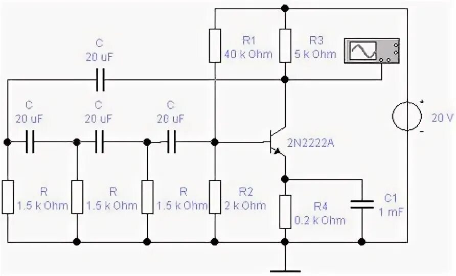 Схема с номиналами. Принципиальная схема RC генератора. Схема RC-генератора на одном транзисторе. Принципиальная схема RC автогенератора.. Схема транзисторного автогенератора типа RC.