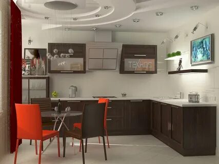 Потолок из гипсокартона на кухне