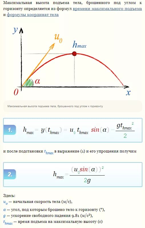 Определите время подъема формула. Определите время подъема формула