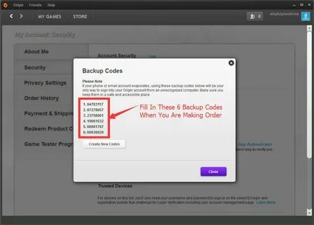 Backup codes