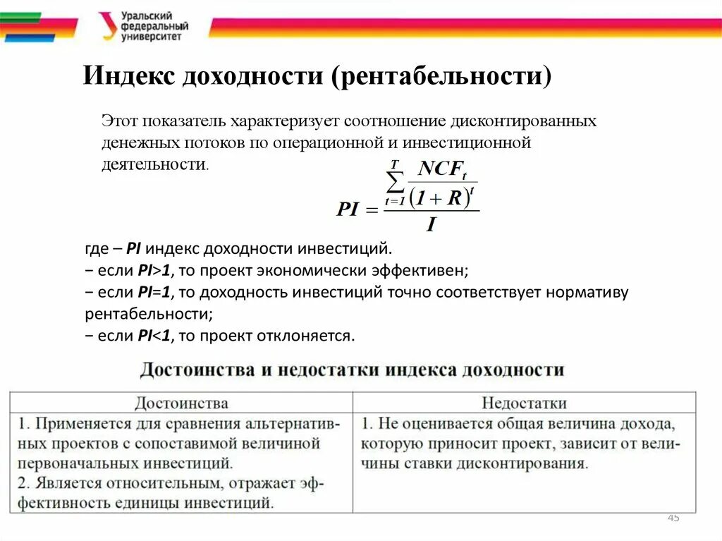 Норма индекса рентабельности. Индекс доходности дисконтированных инвестиций формула. Индекс доходности инвестиций формула расчета. Pi показатель эффективности инвестиций формула. Индекс доходности инвестиций Pi формула.