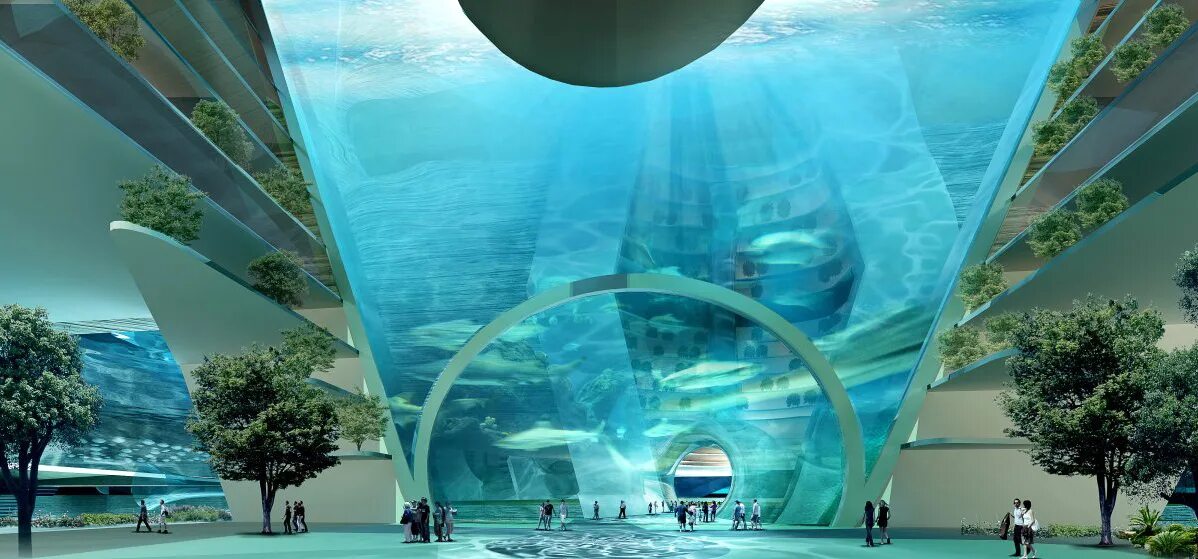Технологии через 100 лет. Плавучий город Атлантис. Экогород Япония концепт арт. Подводная архитектура. Подводные города будущего.