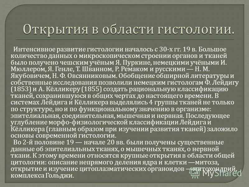 Становление гистологии. История возникновения гистологии. История развития гистологии. Краткая история развития гистологии. История развития гистологии.