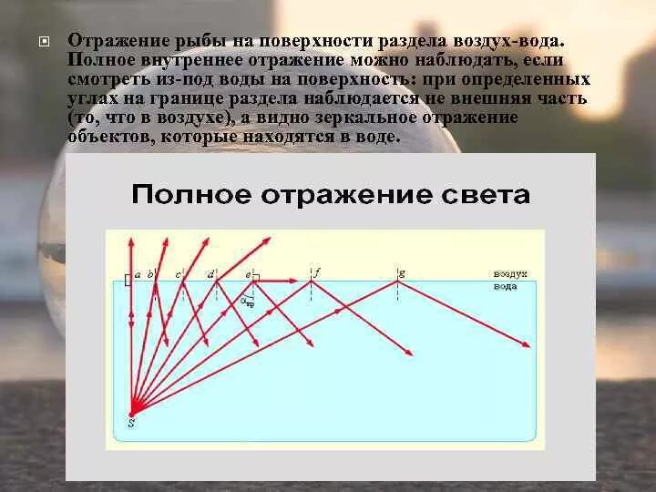 Урок конференция использования полного внутреннего отражения