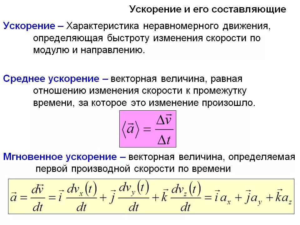 Ускорение изменение направления. Как определяется среднее ускорение. Как определить величину ускорения. Формула скорости в физике с ускорением. Ускорение физика определение.