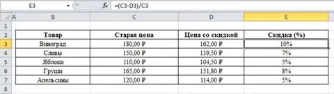 Как посчитать скидку в процентах