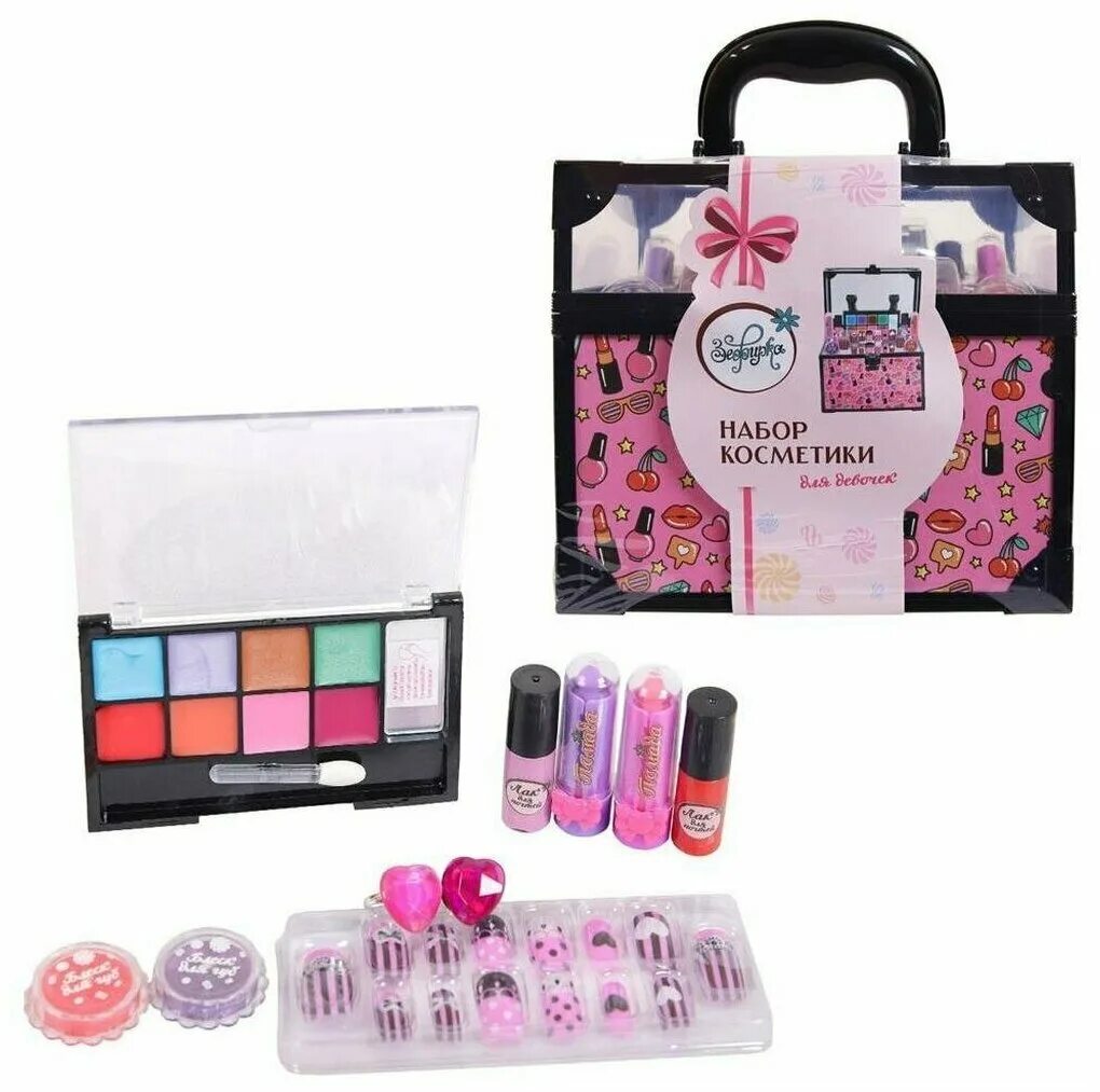 набор для макияжа детский. набор косметики для девочки «чемоданчик для принцессы». детская косметика martinelia. зефирка набор декоративной косметики для девочек. игровой набор детской декоративной косметики markwins минни.