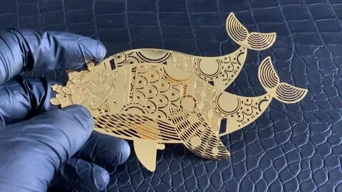 customized brass etching logo animal fish metal bookmark gold.