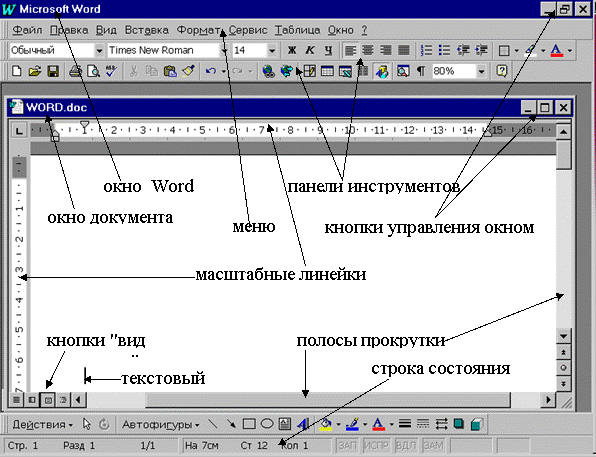 Текстовый процессор МС ворд. Структура окна Майкрософт ворд 2007. Окно текстового процессора Microsoft Word. Панель рисования текстового процессора MS Word.