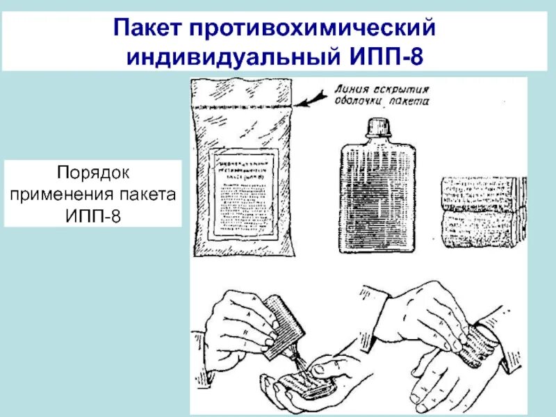Порядок пользования индивидуальным противохимическим пакетом