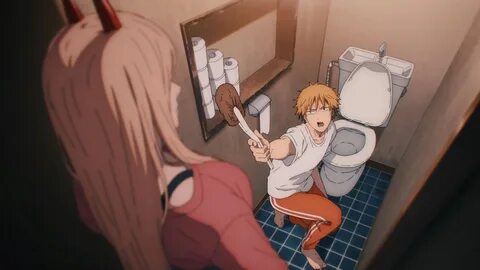 Wallpaper : Chainsaw Man, Power Chainsaw Man, upscaled, in bathroom, Denji Chain