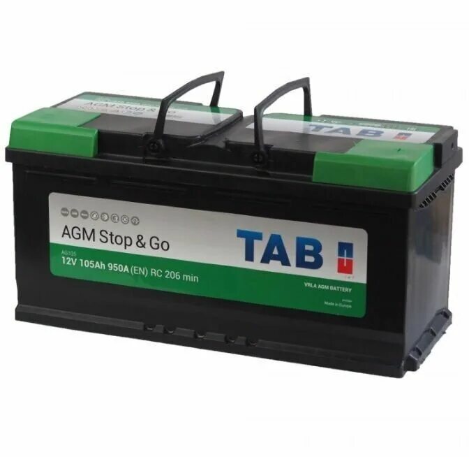 Аккумулятор start agm. Аккумулятор Tab 95 AGM. Tab AGM stop & go 12v 105ah 950a. Varta AGM 105 ампер-часов. Аккумулятор start-stop 105ач артикул.