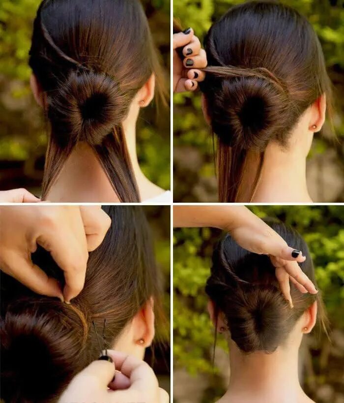 Как сделать пучок на голове? Curly hair styles, Diy hairstyles, Hair rollers