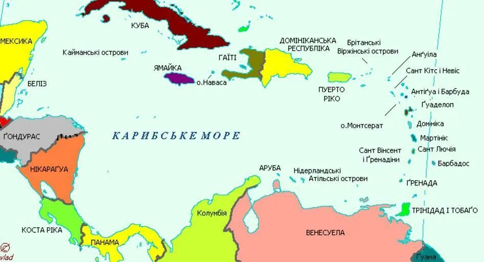 Государства Карибского бассейна на карте. Посетил карибские острова и южную америку
