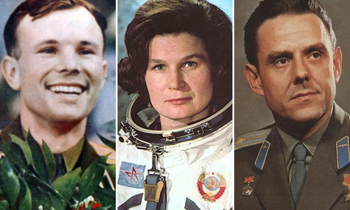 Первые космонавты после гагарина. Космонавты Гагарин Терешкова Леонов. Титов и Терешкова.