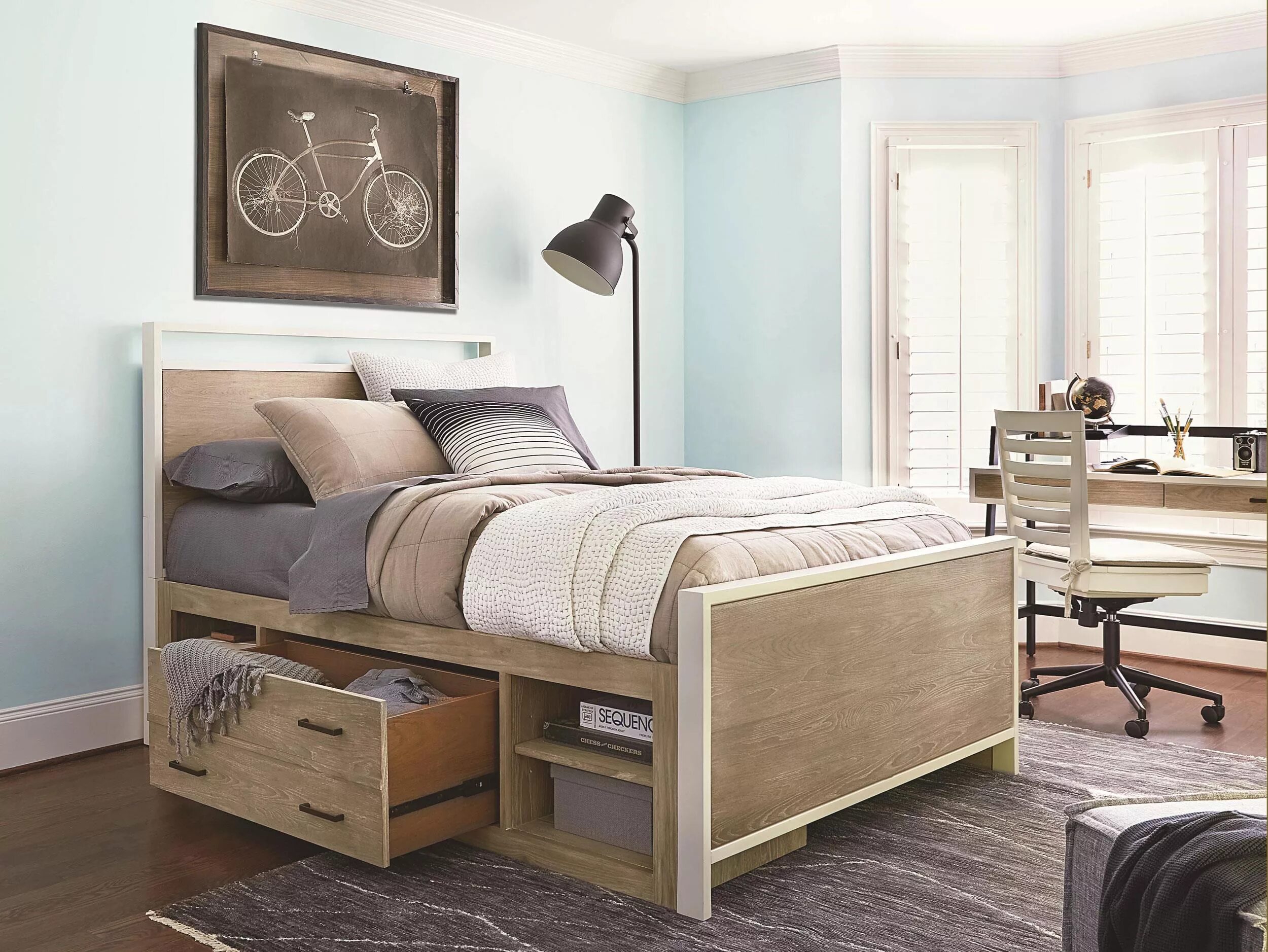 Кровать halmar modena 3 (серый) 160/200. Белая кровать с выдвижными ящиками. Высокая кровать. Двуспальная кровать. Высокие кровати двуспальные с выдвижными ящиками.