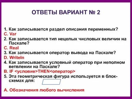 Выберите правильный вид записи