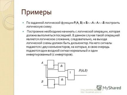 Построение схем логических функций