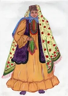 Татарский национальный костюм нарисовать