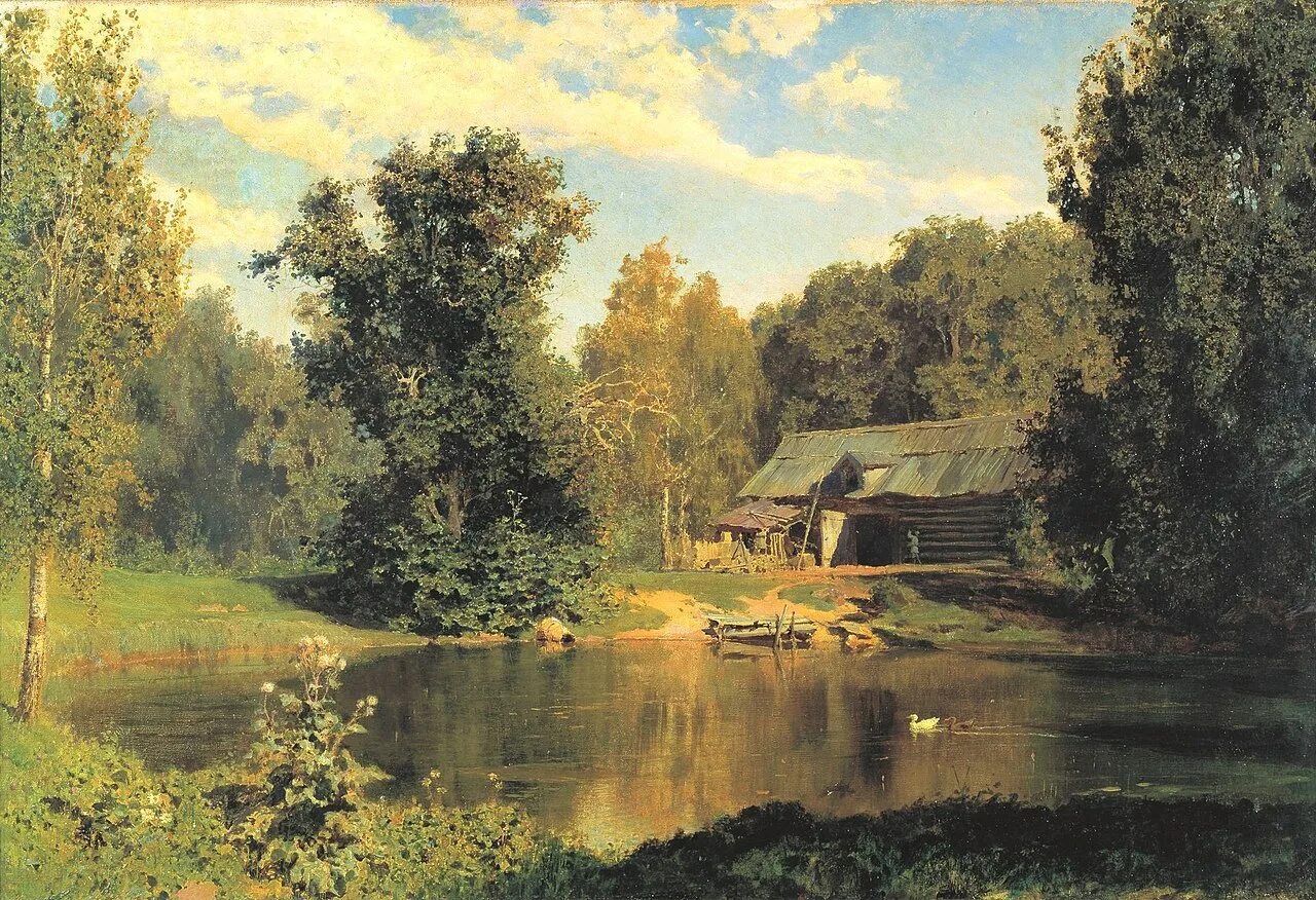 Полотна поленова хорошо известны. Река Воря Абрамцево Поленов. Поленов "пруд в Абрамцево", 1883.