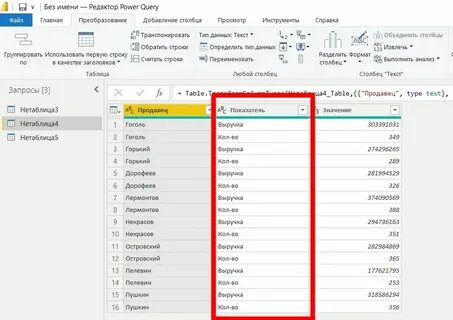 Сводная таблица в power query
