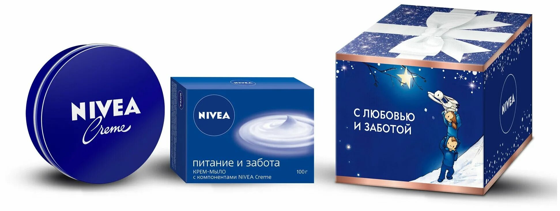 Забота 100. Мыло-крем Nivea 100гр.. Набор подарочный Nivea универсальный уход. П/Н Nivea крем увлаж 75мл+мыло 100г. Крем Nivea универсальный 150мл.