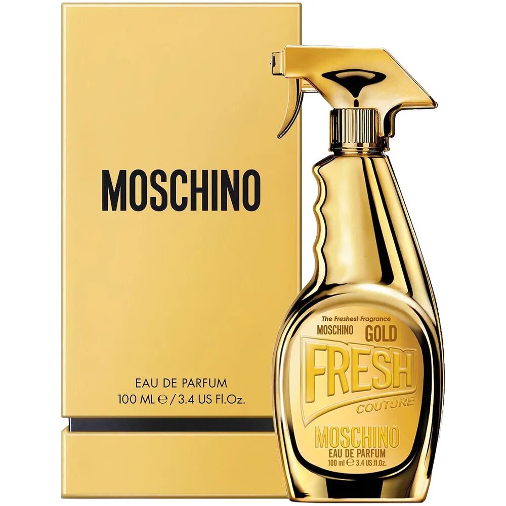 Москино спрей золотой. Москино духи золотые Фреш. Moschino Couture 100 EDP. Духи Moschino Fresh золотые. Неприятные духи